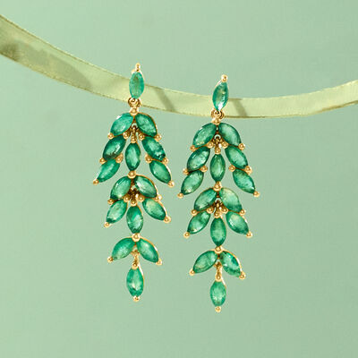 4.00 ct. t.w. Emerald Chandelier Earrings in 18kt Gold Over Sterling