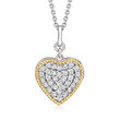 .60 ct. t.w. CZ Heart Pendant Necklace in Sterling Silver and 14kt Yellow Gold