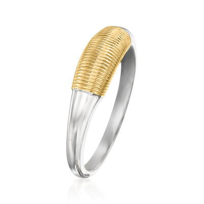 Sterling Silver and 14kt Yellow Gold Ribbed Ring