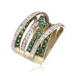 2.10 ct. t.w. Emerald and .60 ct. t.w. White Topaz Highway Ring in 14kt Gold Over Sterling