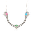 C. 2000 Vintage 7.00 ct. wt. Multi-Stone and 1.05 ct. t.w. Diamond Heart Station Necklace in 18kt White Gold