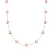 6-6.5mm Pink Cultured Pearl Station Necklace in 14kt Yellow Gold