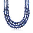 4-10mm Lapis Bead Graduated Three-Strand Necklace with Sterling Silver