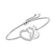 .30 ct. t.w. White Topaz Heart and Cat Bolo Bracelet in Sterling Silver