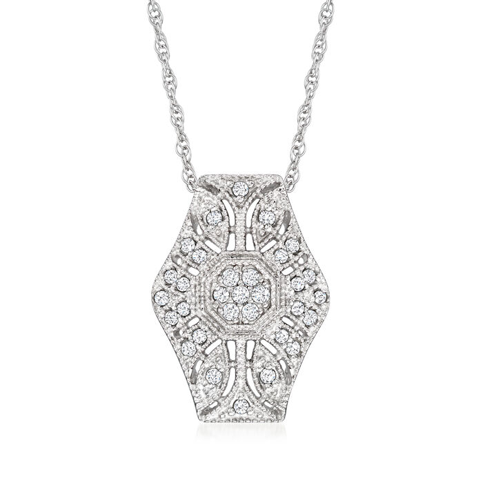 .25 ct. t.w. Diamond Vintage-Inspired Milgrain Pendant Necklace in Sterling Silver