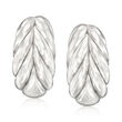 Italian Sterling Silver Curved Leaf Earrings