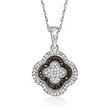 .25 ct. t.w. Black and White Diamond Clover Pendant Necklace in Sterling Silver