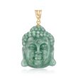 Green Jade Buddha Head Pendant with 14kt Yellow Gold