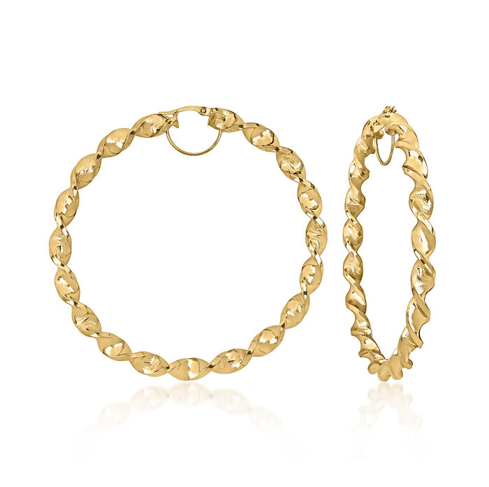 14kt Yellow Gold Twisted Large Hoop Earrings