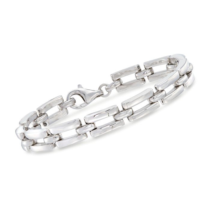 Italian Sterling Silver Rectangular Link Bracelet