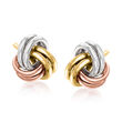 14kt Tri-Colored Gold Love Knot Earrings