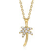 .10 ct. t.w. Diamond Palm Tree Pendant Necklace in 14kt Yellow Gold