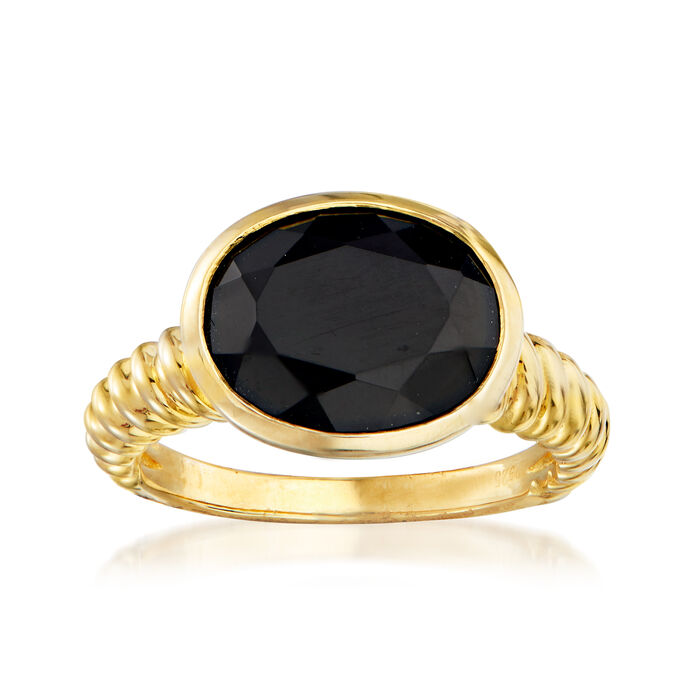 Black Onyx Ring in 18kt Gold Over Sterling