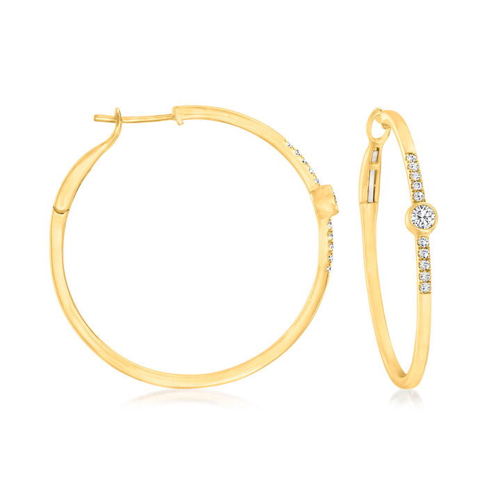.41 ct. t.w. Bezel-Set Diamond Hoop Earrings in 14kt Yellow Gold