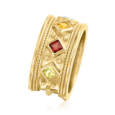 .59 ct. t.w. Multi-Gemstone Ring in 18kt Gold Over Sterling