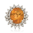 C. 1995 Vintage 6.90 Carat Citrine and 1.25 ct. t.w. Diamond Ring in 14kt White Gold