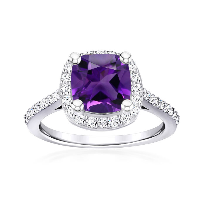 2.00 Carat Amethyst Ring with .41 ct. t.w. Diamonds in 14kt White Gold