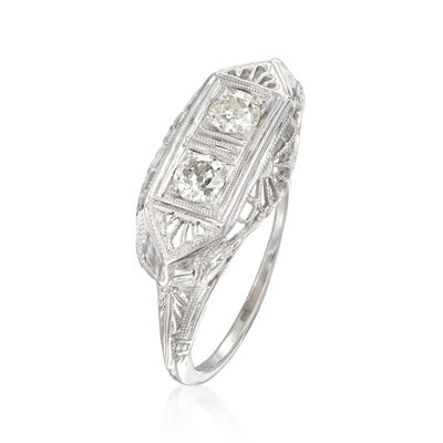 C. 1950 Vintage .25 ct. t.w. Diamond Filigree Ring in 18kt White Gold
