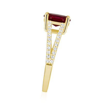 1.50 Carat Garnet Ring with .28 ct. t.w. Diamonds in 14kt Yellow Gold