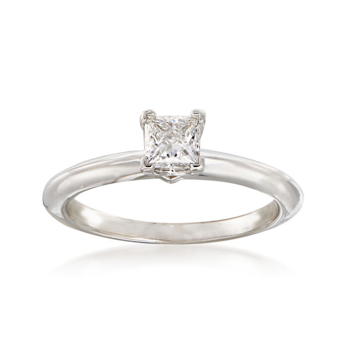 C. 1990 Vintage Tiffany Jewelry .30 Carat Diamond Solitaire Ring in Platinum