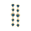 2.10 ct. t.w. Heart-Shaped Sapphire Linear Drop Earrings with Diamond Accents in 14kt Yellow Gold