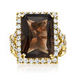 14.00 Carat Smoky Topaz Ring with 1.35 ct. t.w. Diamonds in 14kt Yellow Gold