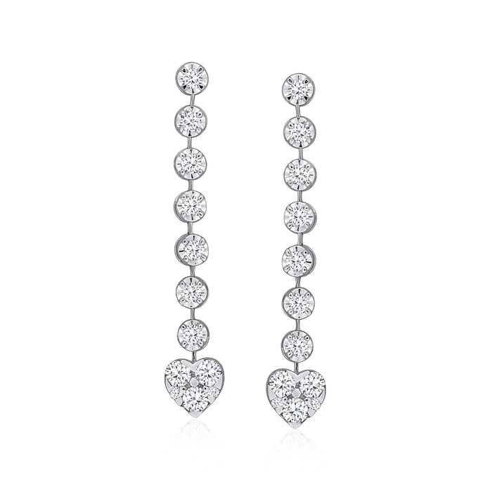 .94 ct. t.w. Diamond Linear Drop Earrings in 14kt White Gold