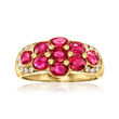 C. 1980 Vintage 2.95 ct. t.w. Ruby and .16 ct. t.w. Diamond Ring in 18kt Yellow Gold