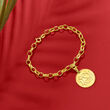 14kt Yellow Gold Personalized Disc Cable-Link Bracelet