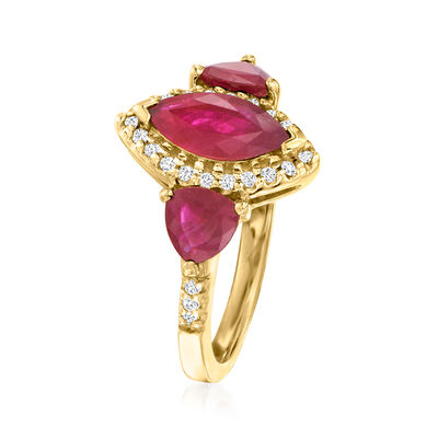 2.40 ct. t.w. Ruby Ring with .23 ct. t.w. Diamonds in 14kt Yellow Gold