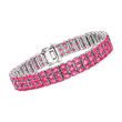 25.00 ct. t.w. Pink Topaz Three-Row Tennis Bracelet in Sterling Silver