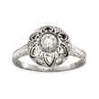 C. 2000 Vintage .43 ct. t.w. Diamond Flower Ring in 14kt White Gold