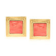 C. 1970 Vintage Red Coral and 18kt Yellow Gold Square Earrings