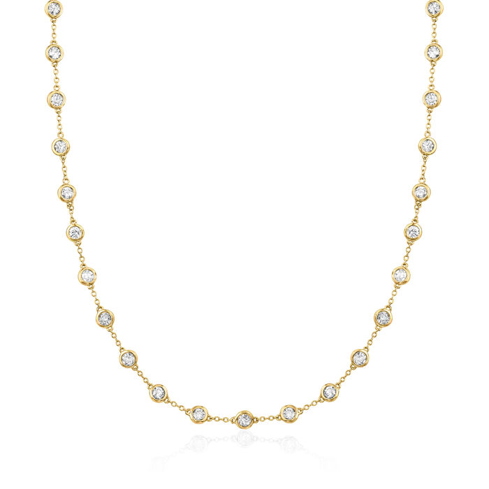 5.00 ct. t.w. Bezel-Set Diamond Station Necklace in 14kt Yellow Gold ...