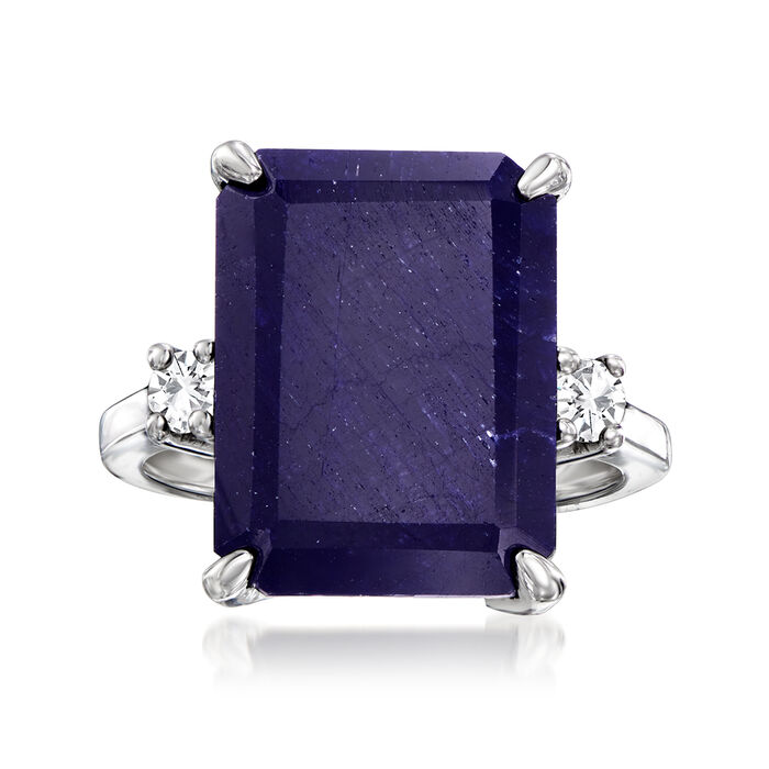 14.00 Carat Sapphire Ring with .20 ct. t.w. White Topaz in Sterling Silver