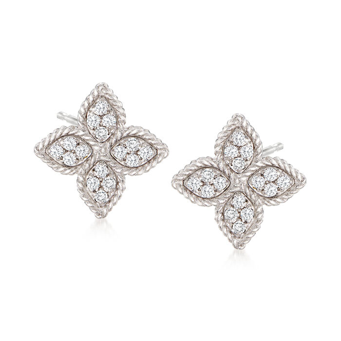 Roberto Coin &quot;Princess Flower&quot; .38 ct. t.w. Diamond Flower Earrings in 18kt White Gold