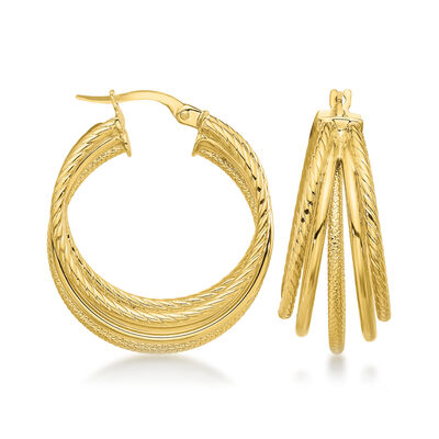 Italian 14kt Yellow Gold Multi-Row Hoop Earrings