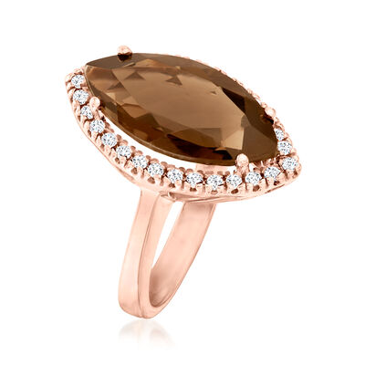 5.00 Carat Smoky Quartz and .28 ct. t.w. Diamond Ring in 14kt Rose Gold