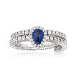.80 ct. t.w. Diamond and .50 Carat Sapphire Wrap Ring in 18kt White Gold