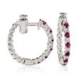 .45 ct. t.w. Ruby and .15 ct. t.w. Diamond Hoop Earrings in 14kt White Gold