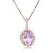 2.50 Carat Kunzite Pendant Necklace with .18 ct. t.w. Diamonds in 14kt Rose Gold