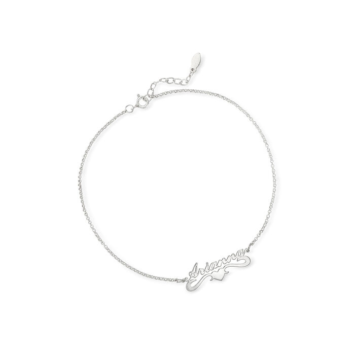 Sterling Silver Personalized Name Heart Anklet
