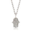 C. 1990 Vintage .10 ct. t.w. Diamond Hamsa Pendant Necklace in 14kt White Gold
