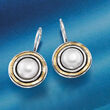 9.5-10mm Cultured Pearl Drop Earrings in Sterling Silver and 14kt Yellow Gold