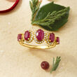 1.30 ct. t.w. Ruby and .12 ct. t.w. Diamond Ring in 14kt Yellow Gold