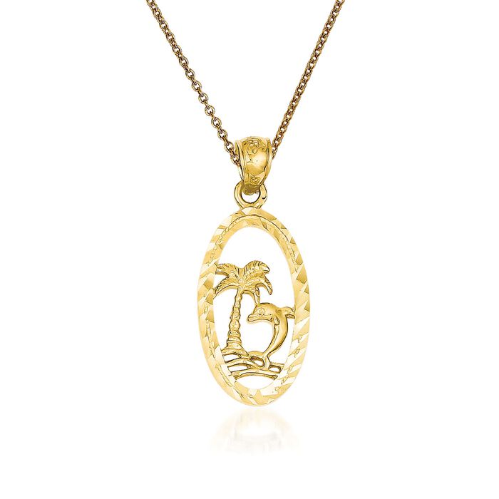 14kt Yellow Gold Palm Tree Pendant Necklace