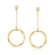 14kt Yellow Gold Twisted Open Circle Drop Earrings