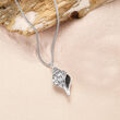 Sterling Silver Scrollwork Seashell Pendant Necklace