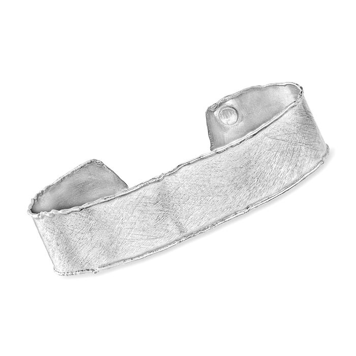 Italian Sterling Silver Brushed and Polished Cuff Bracelet