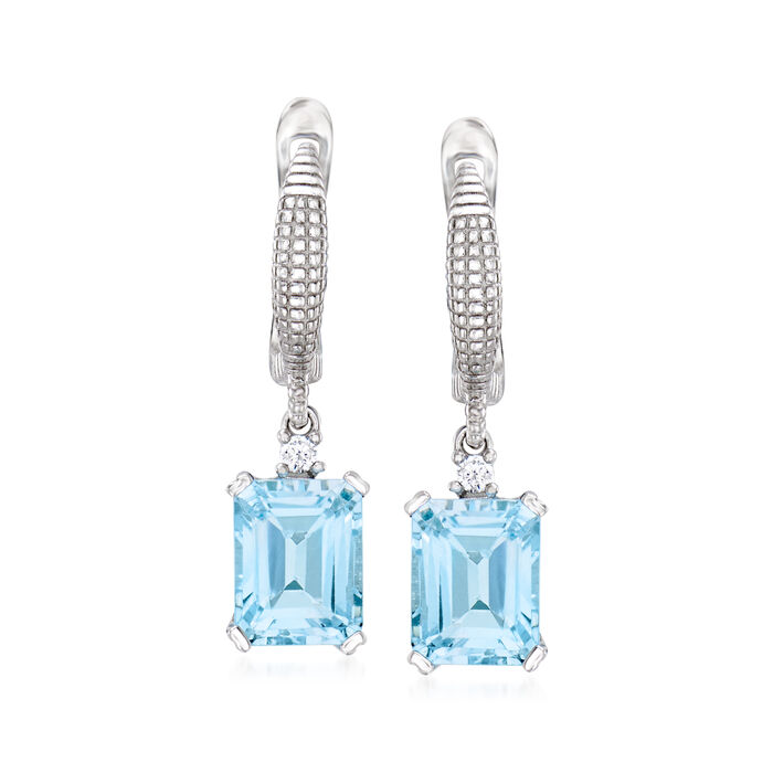 6.00 ct. t.w. Sky Blue Topaz Drop Earrings with White Topaz Accents in Sterling Silver